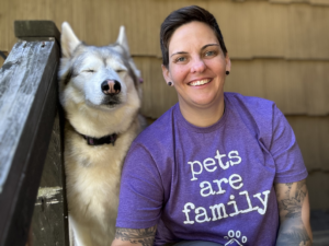 RedRover President and CEO Katie Campbell with her dog