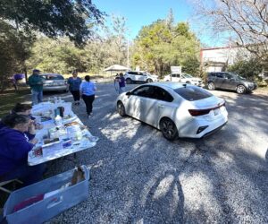 RedRover Responders volunteers provide a drive through clinic with The Pretty Pittie Committee