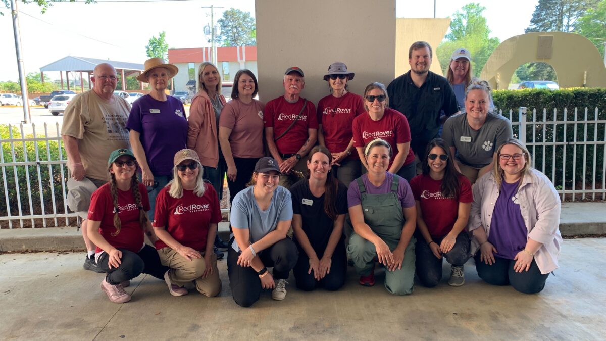RedRover Responders staff and volunteers pose with PAWS NE LA
