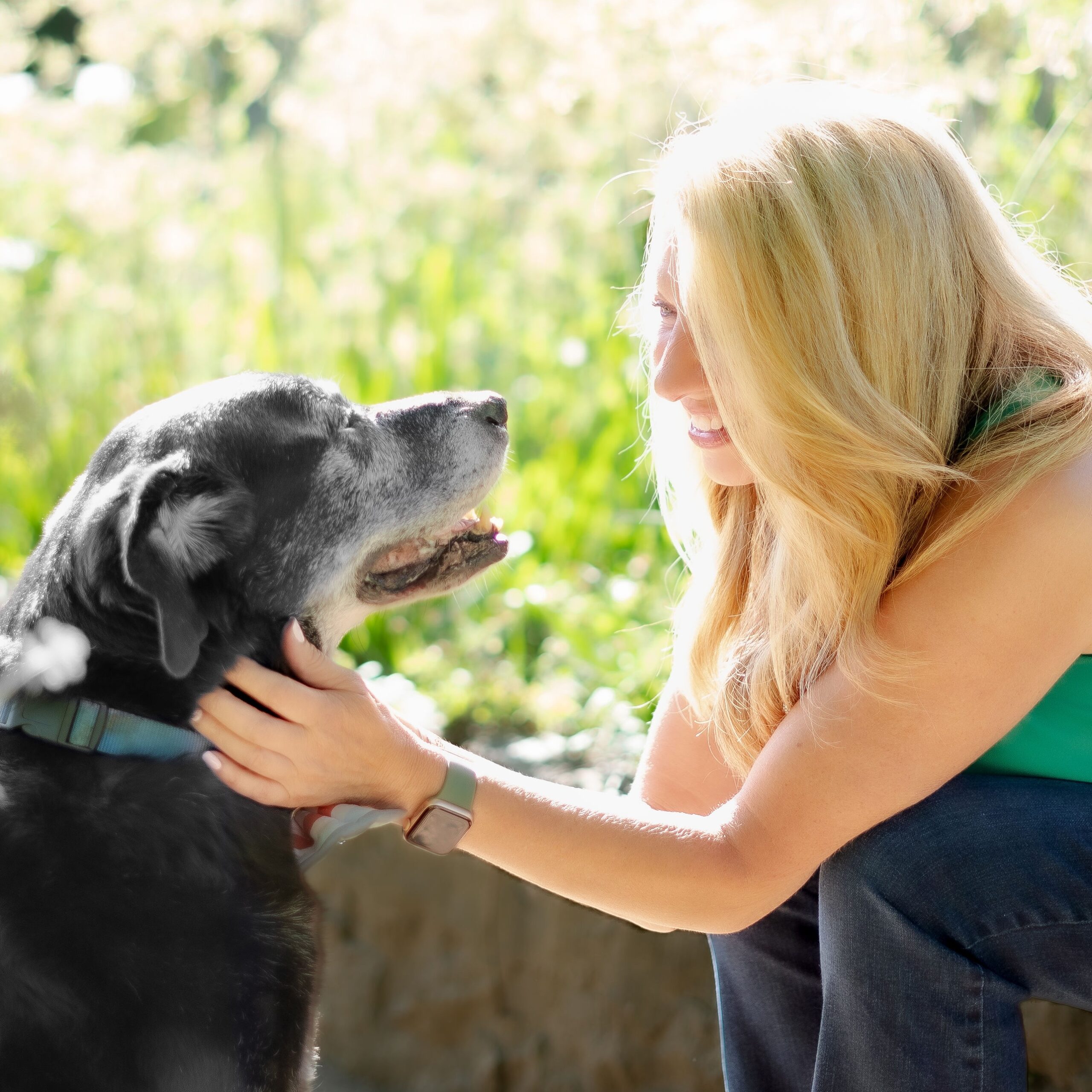 woman and dog