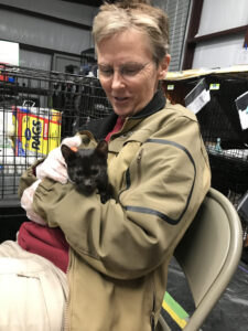 RedRover Director of Field Services Beth Gammie holding a kitten
