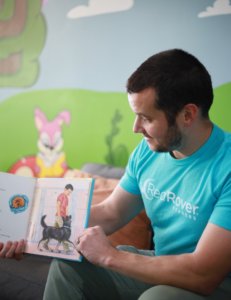 RedRover Communications and Content Coordinator Mike at an Elk Grove, California RedRover Readers event