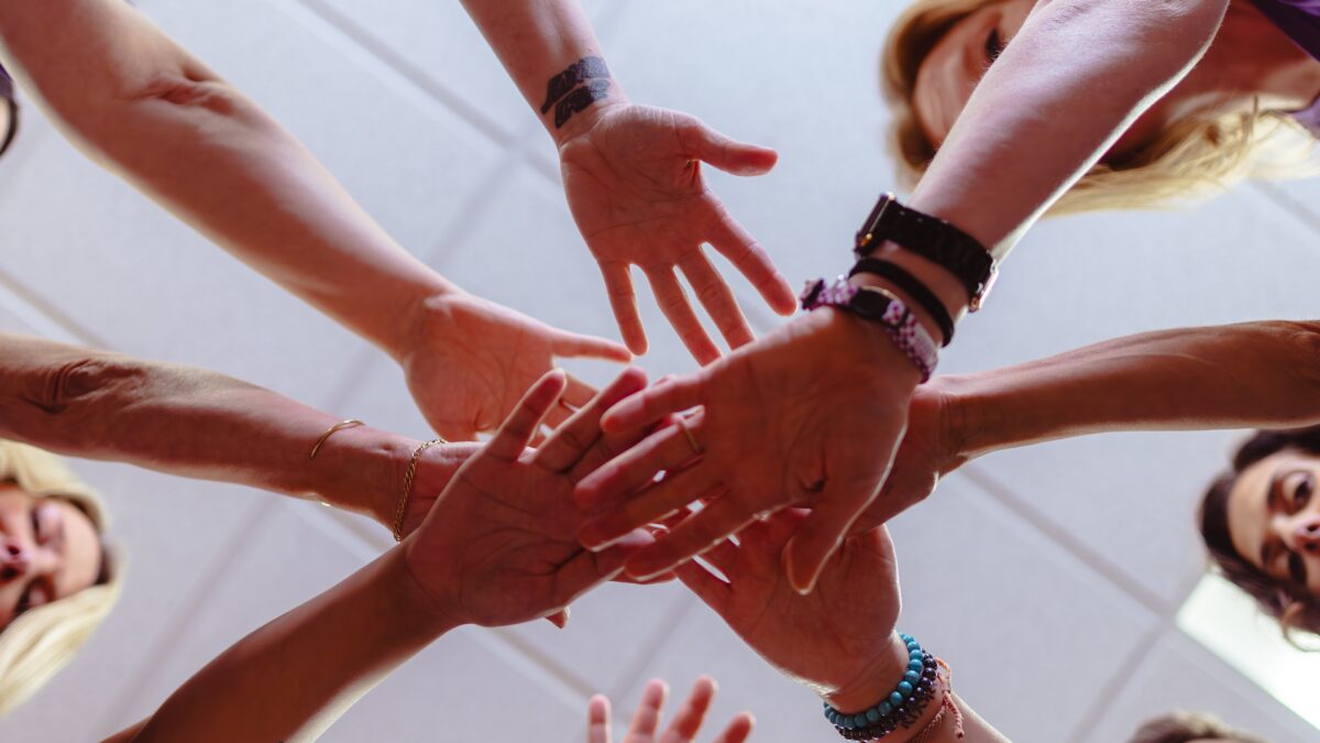 RedRover and Purina Purple Leash Project staff putting their hands in