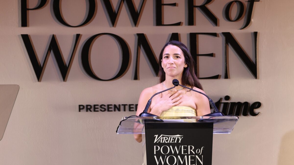 Olympic Gymnast Aly Raisman accepts the Variety Courage award at the Variety Power of Women event