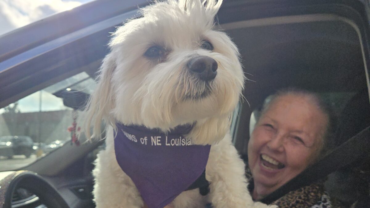 RedRover Responders Deployment with PAWS of NE LA - dog and mom wait happily in the car