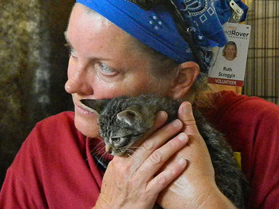 RedRover Responders volunteer Ruth Scroggin cared for injured, ill and frightened cats rescued from deplorable conditions on a property in White County, Arkansas.